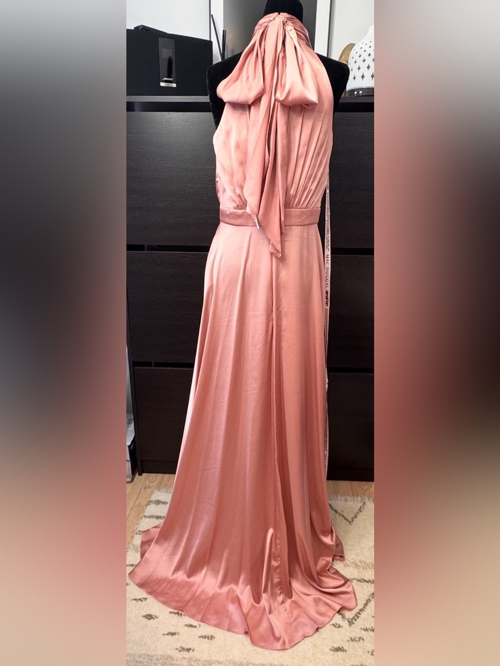 Mac Duggal Pink High Neck Satin High
Low Gown Dress - Picture 6 of 13